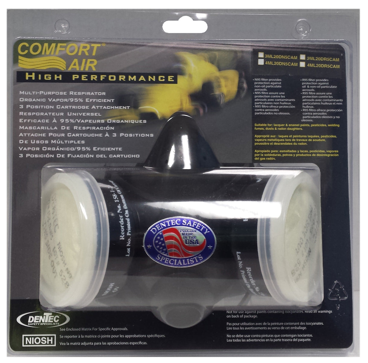 Comfort-Air 400 Series Half Mask Respirator with OV/N95 Filters - Small/Medium - Clamshell - 4SM20DN5CAM - DenTec