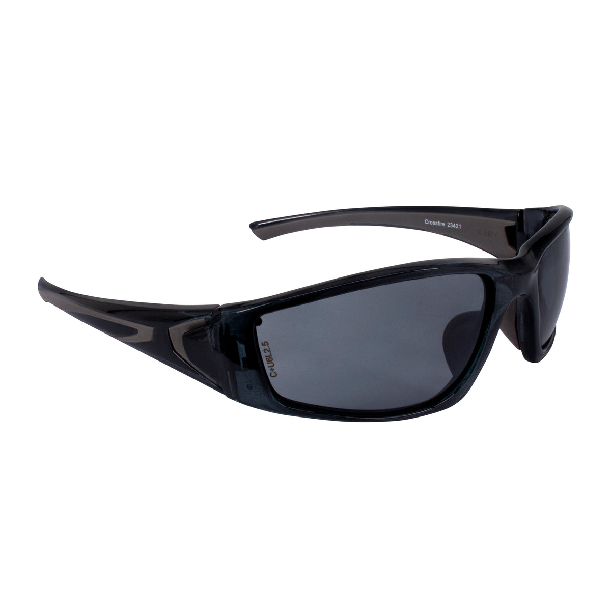 Crossfire RPG - Premium Safety Eyewear - Burnt Orange Frame - Demi-Copper Mirror Lens - Crystal Black / Smoke