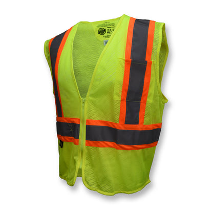 Radians SV225-2ZGM-M Hi-Vis Green SV225 Class 2 Self Extinguishing Two-Tone Trim Safety Vest