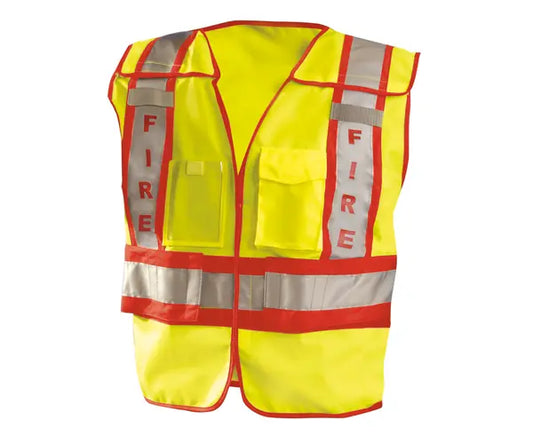 Occunomix Classic Solid Breakaway Public Safety Vest - Fire Hi-Vis Safety Vests Yellow M/L model LUX-PSF-YM/L
