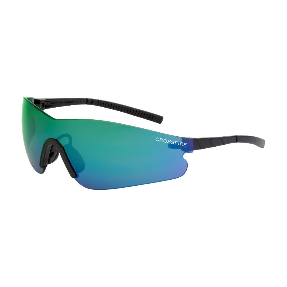 Crossfire BLADE - Performance Safety Eyewear - Black / Emerald Mirror