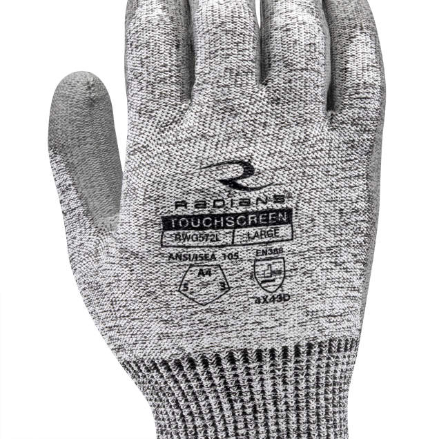 Radians RWG572 HPPE/Polyester Shell A4 Cut Level Polyurethane Palm Dip Gloves
