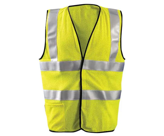 Occunomix Premium Flame Resistant Dual Stripe Mesh Vest Flame Resistant Safety Apparel Yellow M model LUX-SSFGCFR-YM