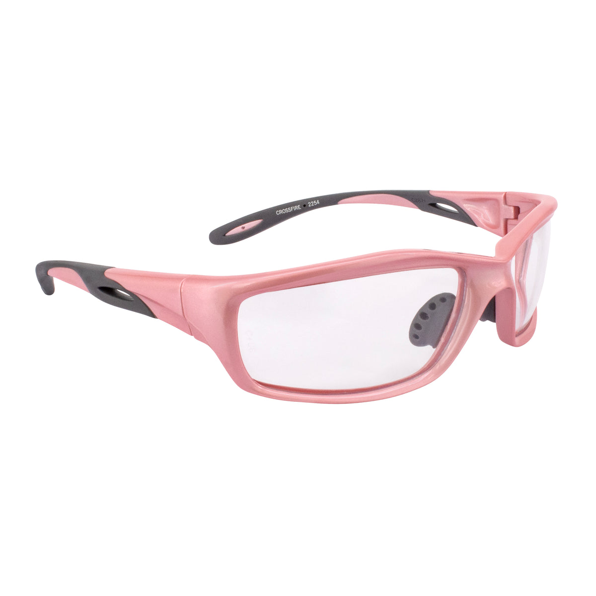 Crossfire INFINITY - Premium Safety Eyewear - Crystal Black Frame - Smoke Lens - Pearl Pink / Clear