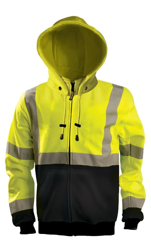 Occunomix Sustainable X-Back Snap Hood Sweatshirt Hi-Vis Jackets Yellow S model LUX-RYSWHZ-BYS