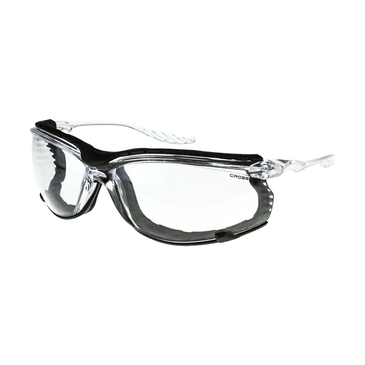Crossfire 24SEVEN-FOAM - 24Seven® Foam Lined Safety Eyewear - Crystal Black Frame - Smoke Anti-Fog Lens - Crystal Clear / Clear AF