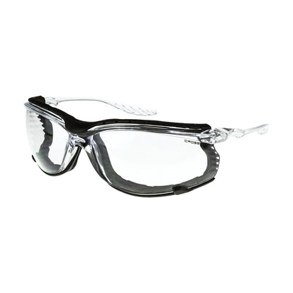 Crossfire 24SEVEN-FOAM - 24Seven® Foam Lined Safety Eyewear - Crystal Black Frame - Smoke Anti-Fog Lens - Crystal Clear / Clear AF