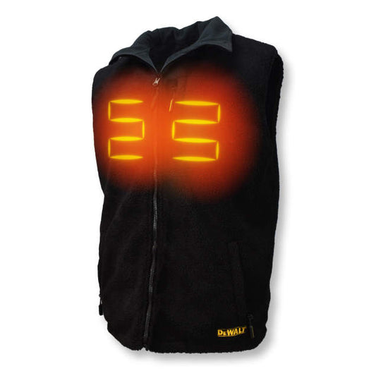 DEWALT Men's Heated Reversible Fleece Vest Kitted Black