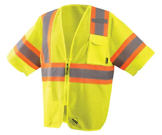Occunomix Mesh Self-Extinguishing Two-Tone Vest W/Quick Release Zipper Flame Resistant Safety Apparel Orange S model