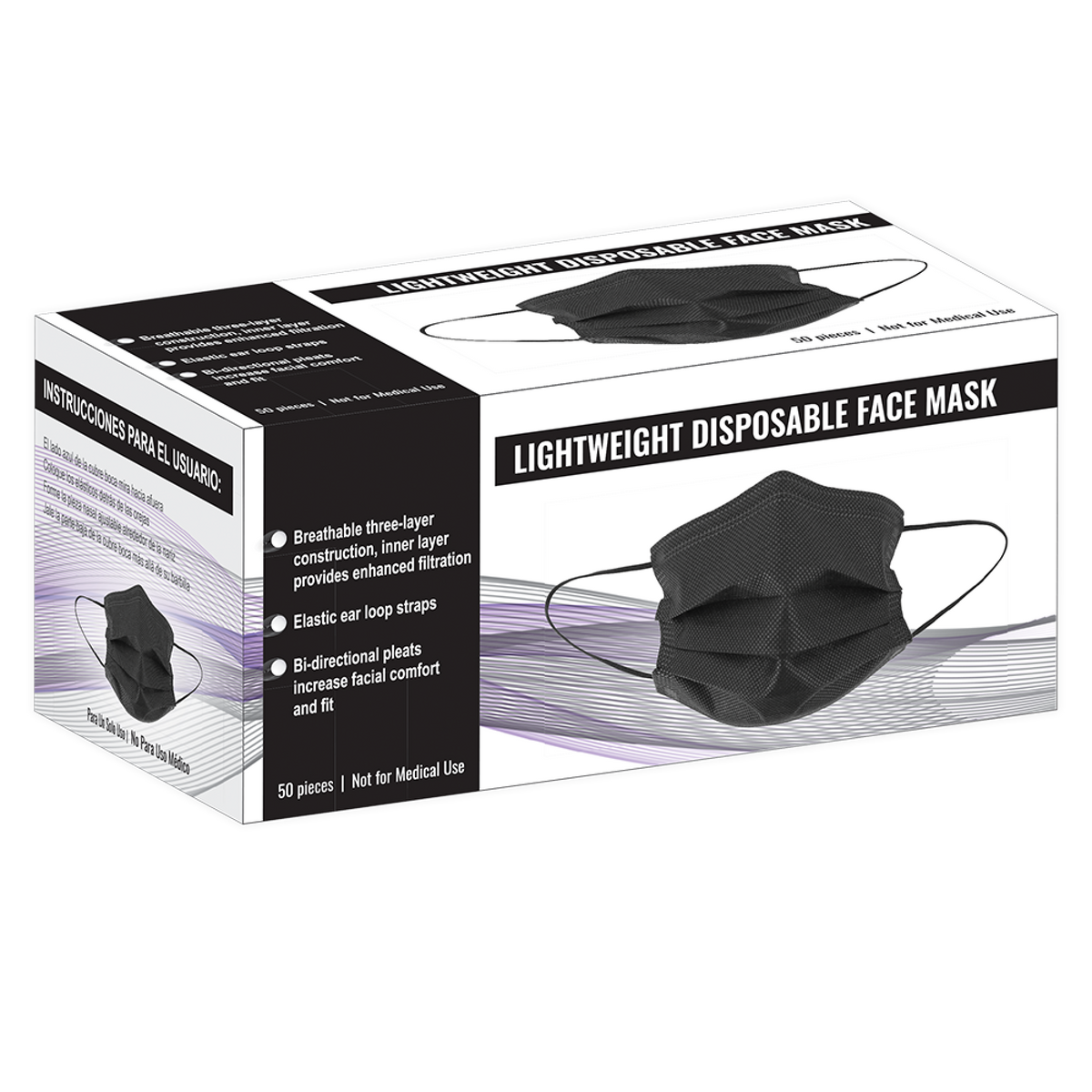 NW-M2 Black Disposable Face Masks - manufacturer detail 4; Case of 2000 masks