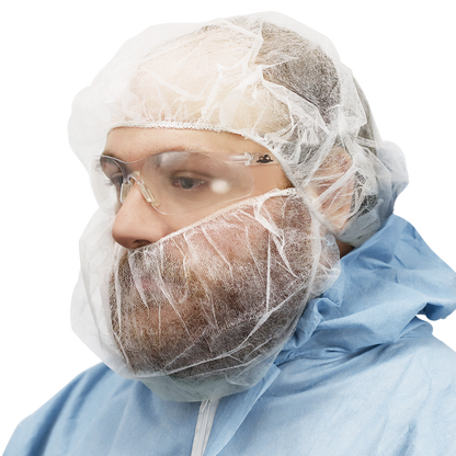 Global Glove NW-PPBR18-W - side worn view with separately sold cap - white