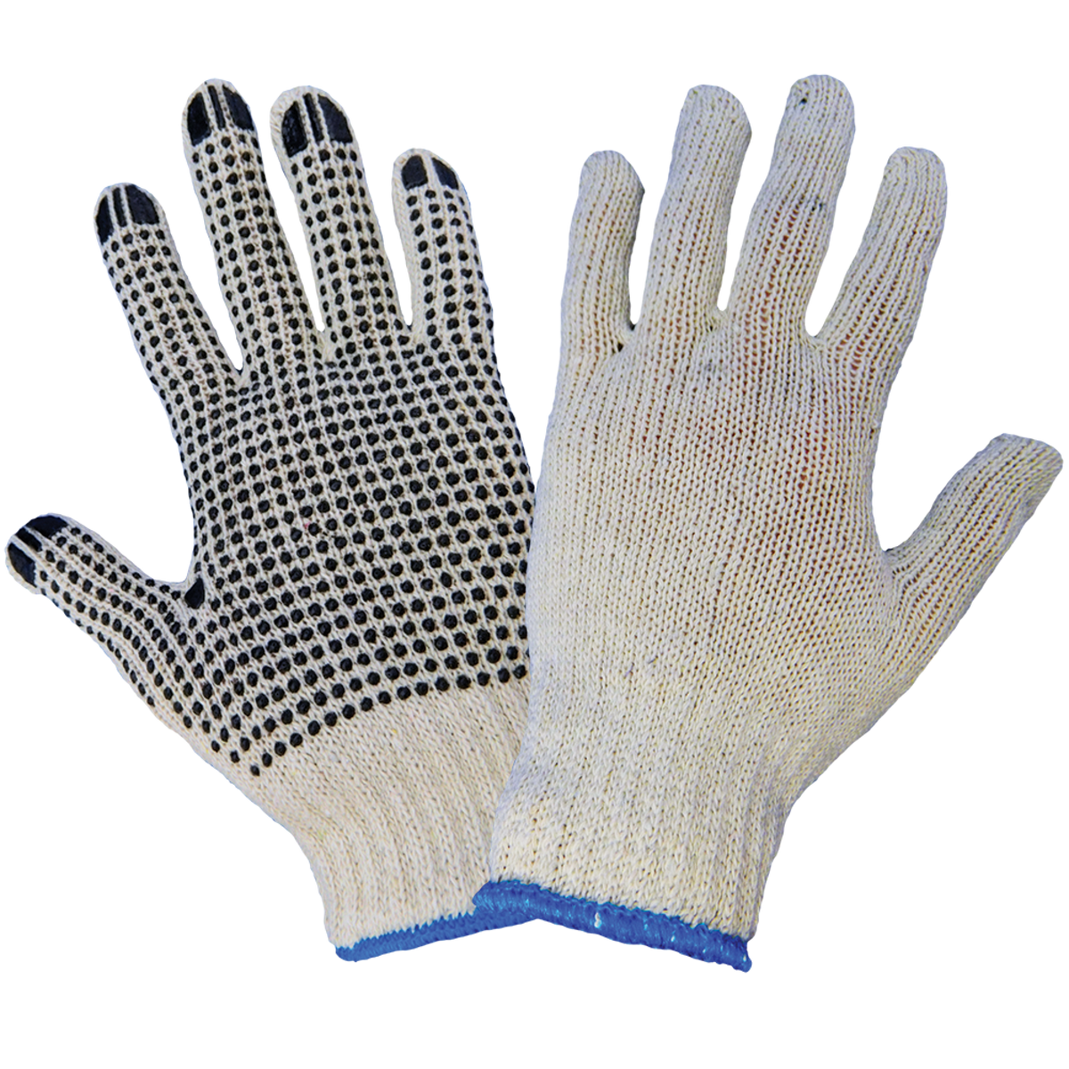 S55D1 One-Side PVC Dotted String Knit Gloves - S55D1 original manufacturer LR view; Case of 300 pairs