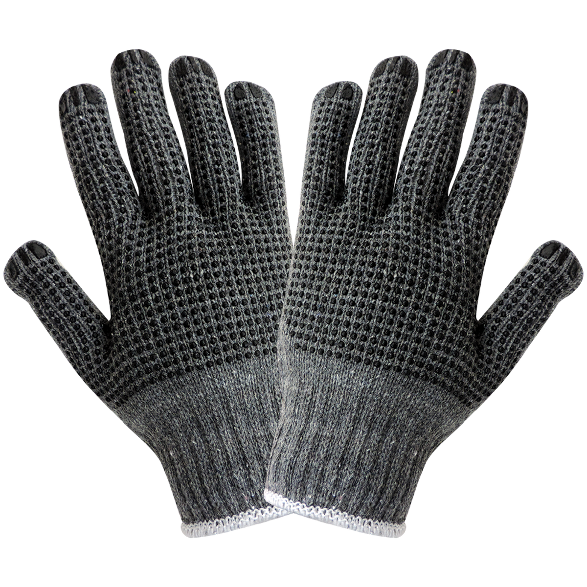 S65D2 Gray Two-Side PVC Dotted String Knit Gloves - S65D2 original manufacturer LR view; Case of 300 pairs