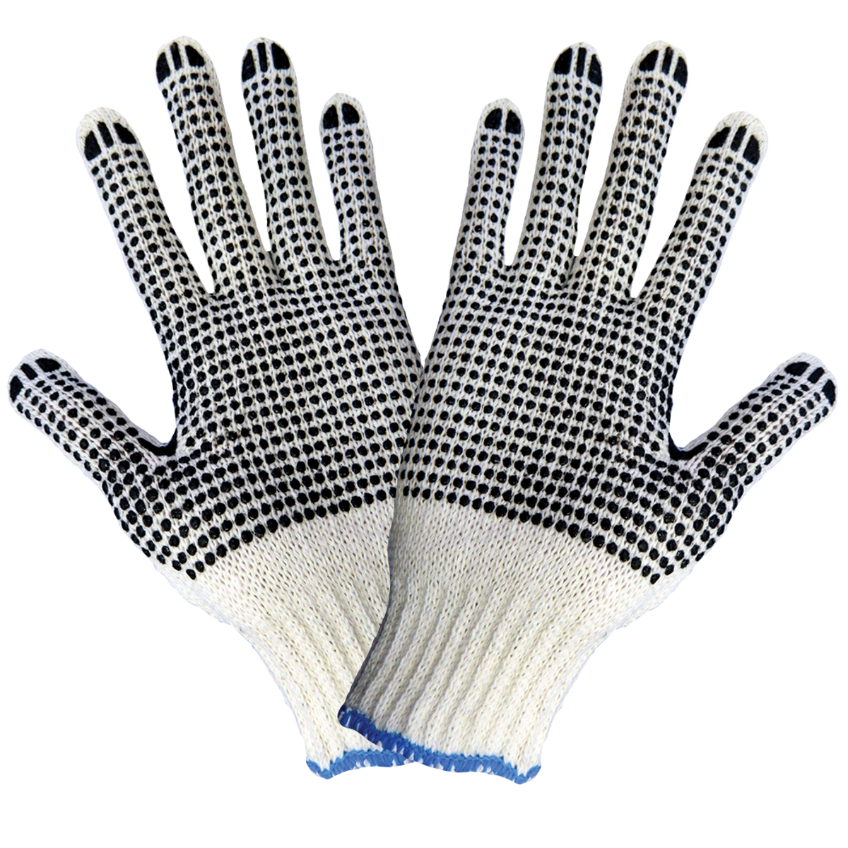 S65D2BW White Two-Side PVC Dotted String Knit Gloves - S65D2BW original manufacturer LR view; Case of 300 pairs
