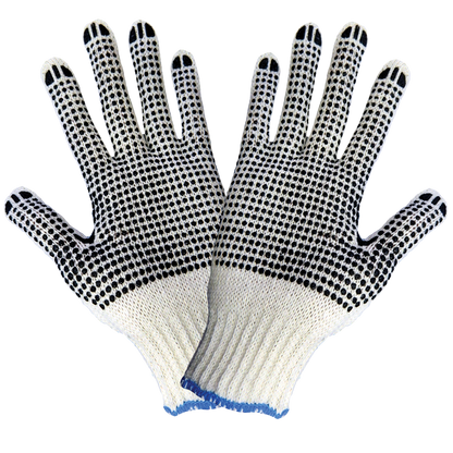 S65D2BW White Two-Side PVC Dotted String Knit Gloves - S65D2BW original manufacturer LR view; Case of 300 pairs