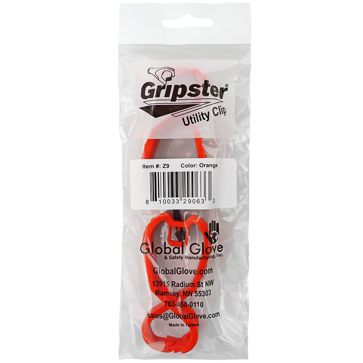 Global Glove Z9 - individual SKU-labeled retail packaging