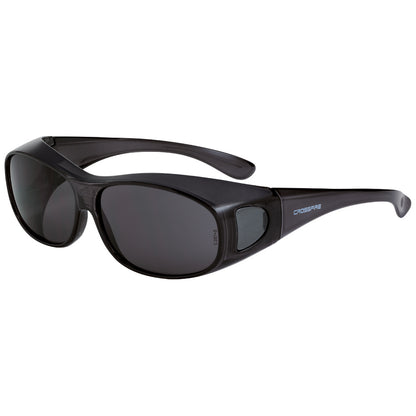 Crossfire OG3 - Over the Glass Safety Eyewear - Crystal Black Frame - Smoke Lens - Crystal Black / Smoke