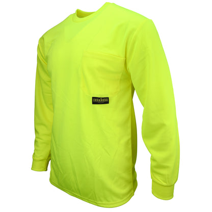 Radians ST21-NPGS-M Hi-Vis Green ST21-N Non-Rated Long Sleeve T-shirt with Max-Dri