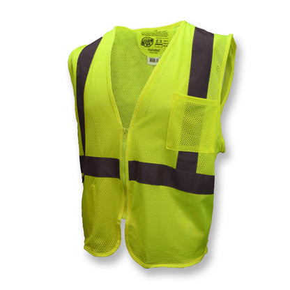 Radians SV25 - Economy Class 2 Self-Extinguishing Mesh Safety Vest with Zipper - Hi-Vis Green