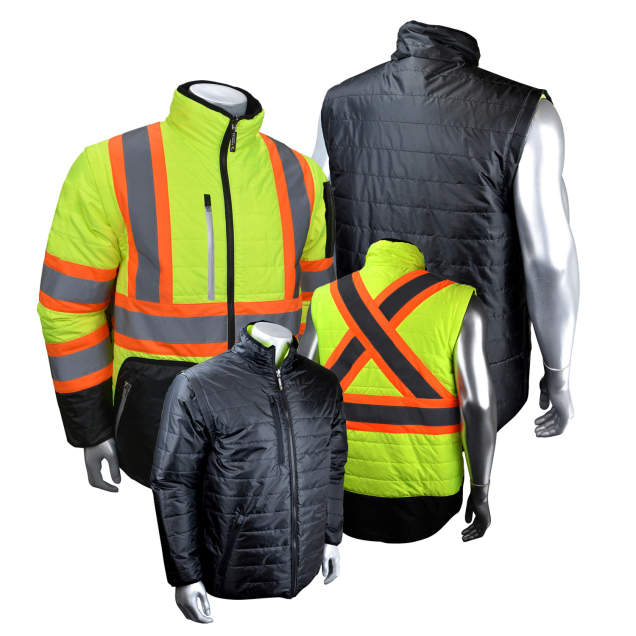 Radians SJ510X-3 Quilted Reversible Jacket with Zip-Off Sleeves X-Back