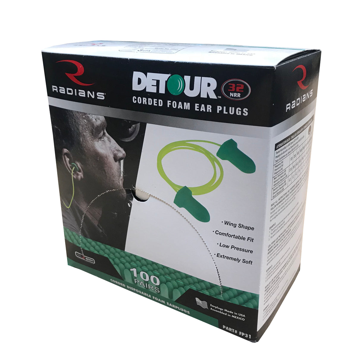 Radians FP31 - Detour® 32 Disposable Foam Earplugs - Corded - additional view