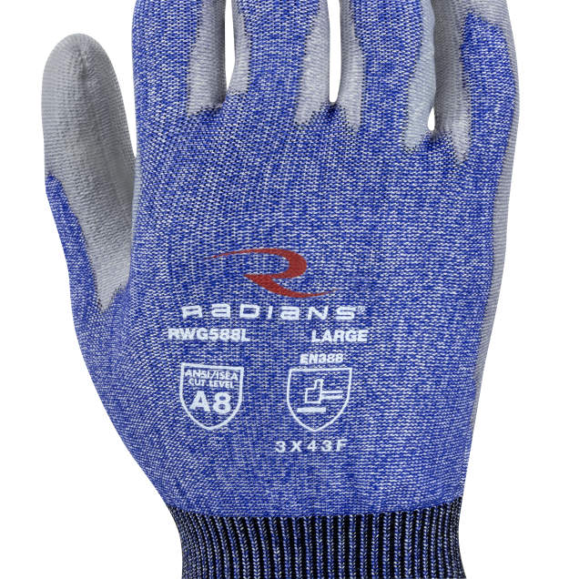 Radians RWG588 Cut Protection Level A8 PU Coated Glove
