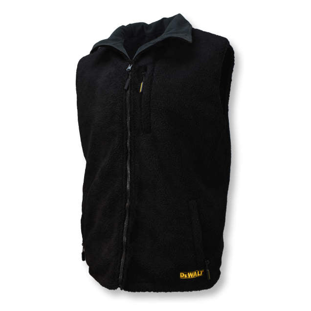 DEWALT Men's Heated Reversible Fleece Vest Kitted Black
