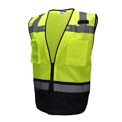 Radians SV59B-2 - SV59B Type R Class 2 Heavy Duty Surveyor Safety Vest with Zipper - Hi Viz Green - Hi-Vis Green / Black