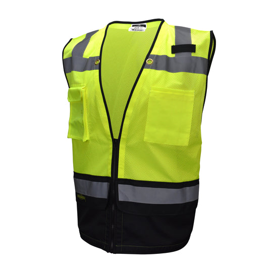 Radians SV59B-2 - SV59B Type R Class 2 Heavy Duty Surveyor Safety Vest with Zipper - Hi Viz Green - Hi-Vis Green / Black
