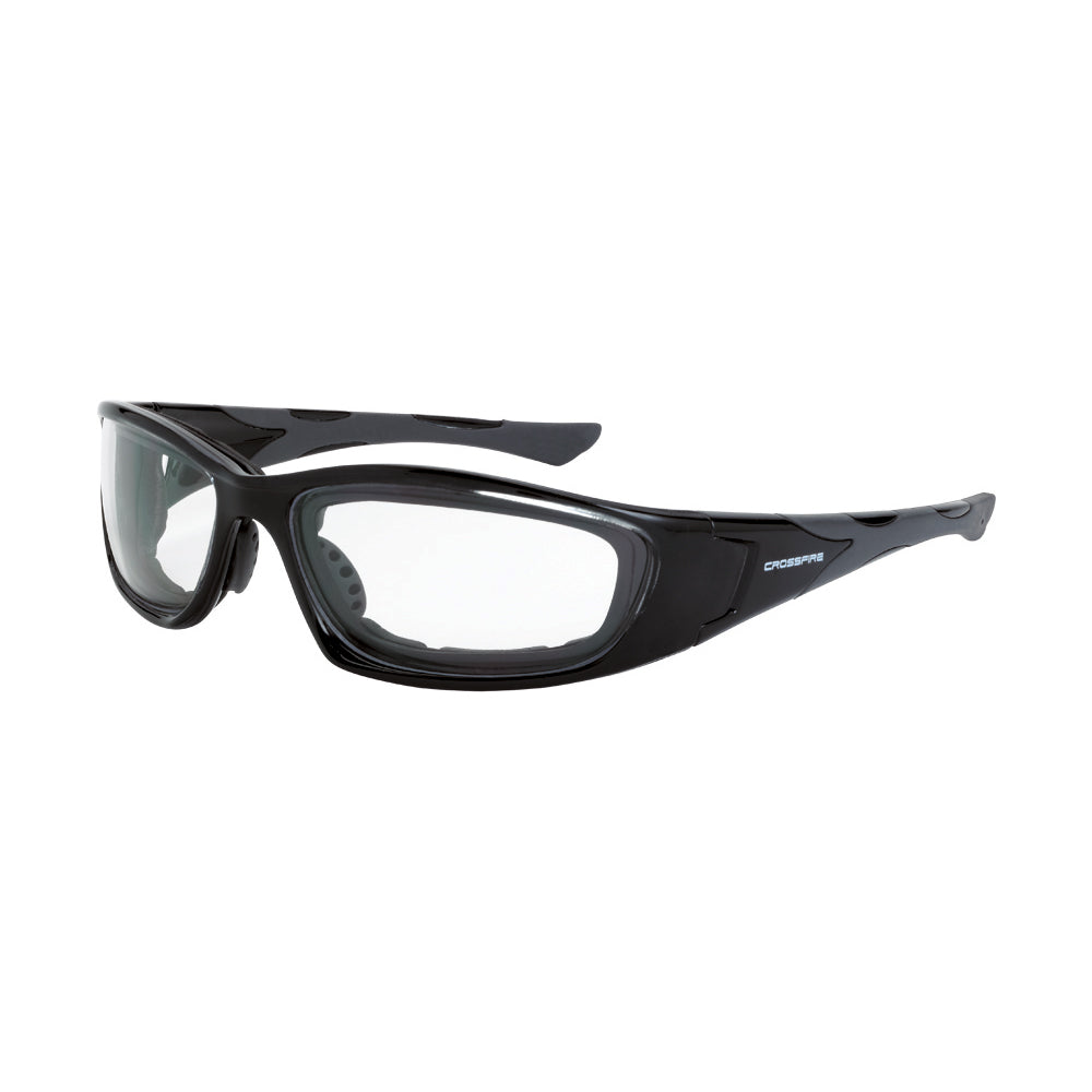 Crossfire MP7-FOAM - MP7 Foam Lined Safety Eyewear - Crystal Black Frame - Clear Anti-Fog Lens - Crystal Black / Clear AF
