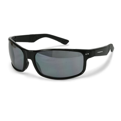 Crossfire CK7 - ™ Premium Safety Eyewear - Shiny Black Frame - Clear Lens - Shiny Black / Silver Mirror