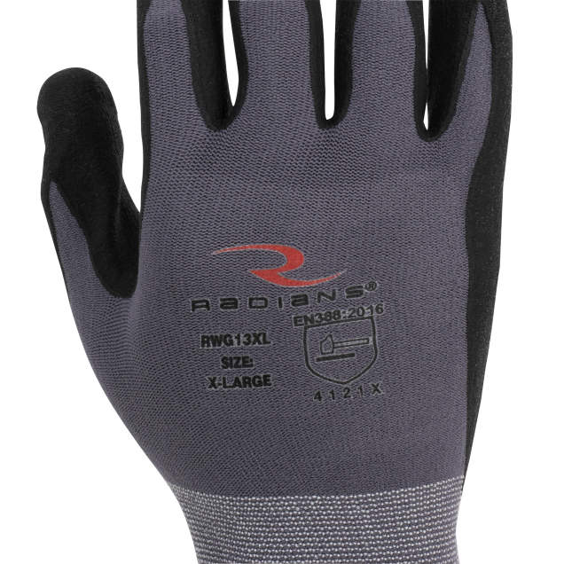 Radians RWG13 Nylon Shell Foam Nitrile Gripper Glove