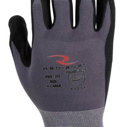 Radians RWG13 Nylon Shell Foam Nitrile Gripper Glove
