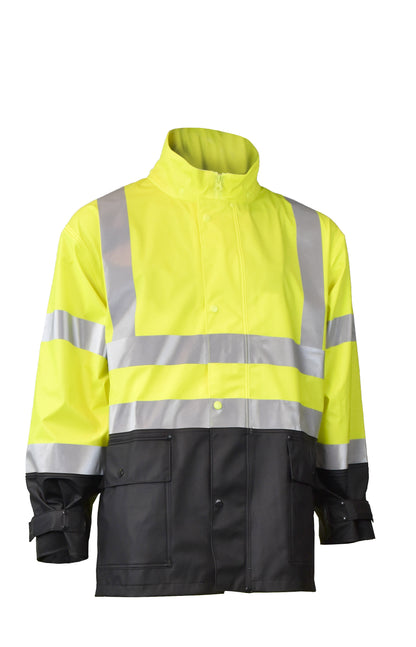 Radians RW07J-3ZGV - RW07 High Visibility Rainwear Jacket - Hi-Vis Green / Black