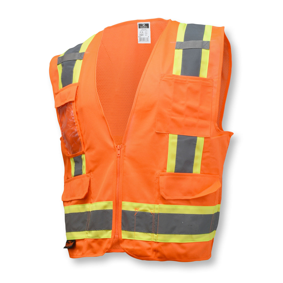 Radians SV6 - Two Tone Surveyor Type R Class 2 Solid/Mesh Safety Vest - Hi-Vis Orange