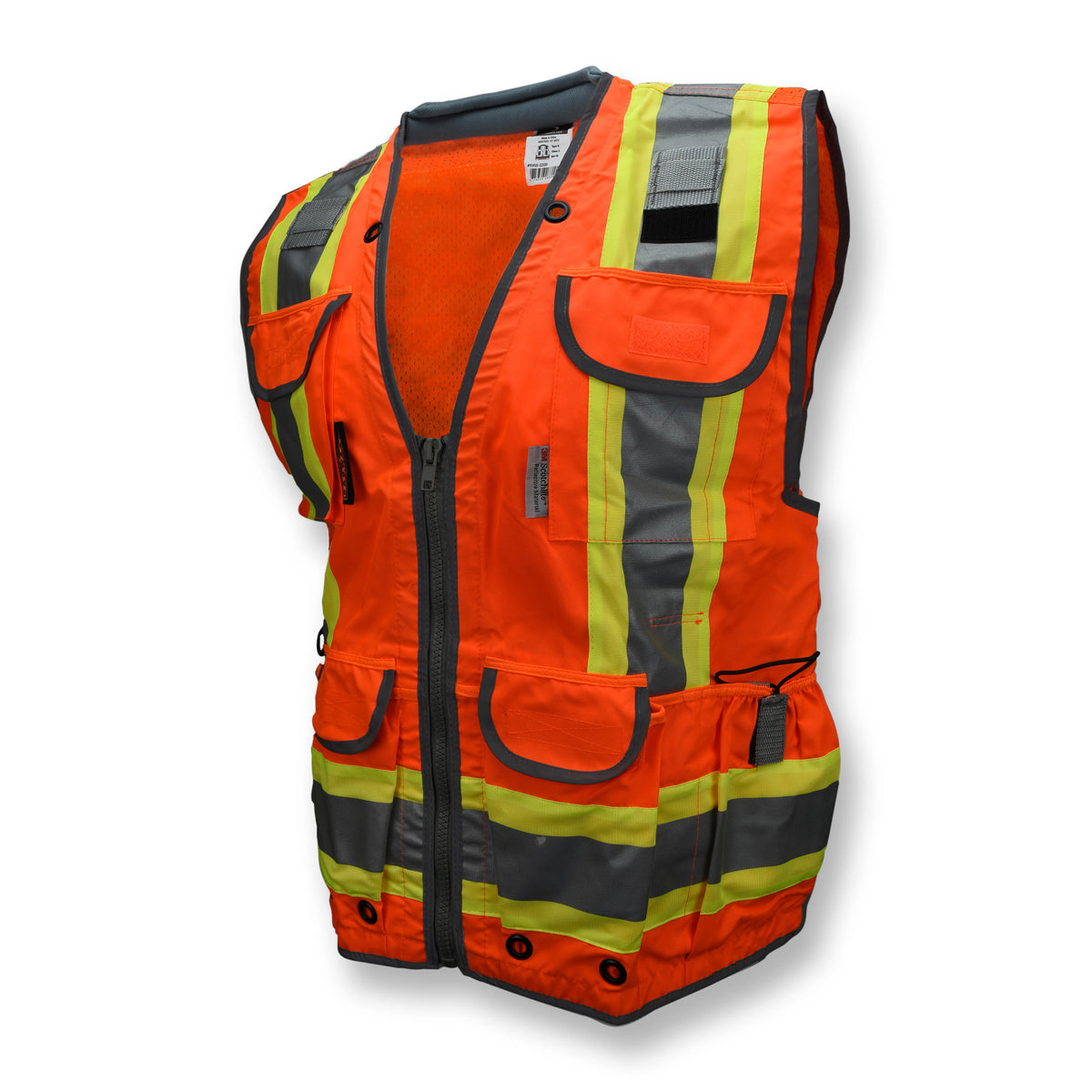 Radians SV55 - Class 2 Heavy Woven Two Tone Woven/Mesh Engineer Vest - Hi-Vis Orange