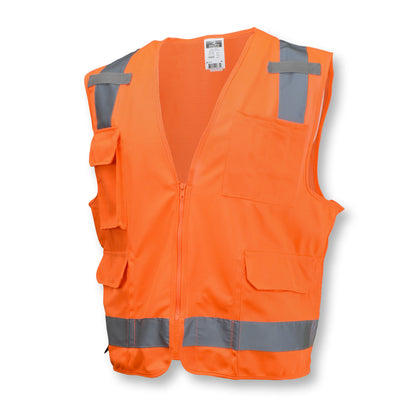 Radians SV7 - Surveyor Type R Class 2 Solid/Mesh Safety Vest - Hi-Vis Orange