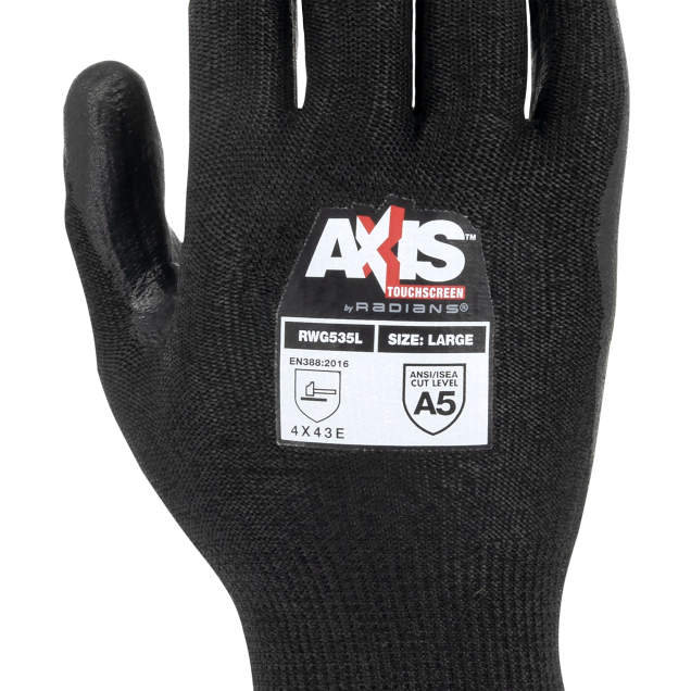 Radians RWG535 HPPE Cut Level A5 Touchscreen Reinforced Thumb Crotch Work Glove