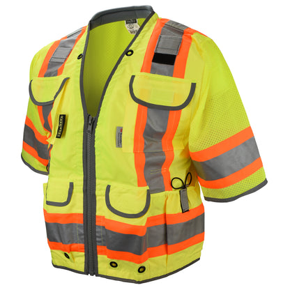 Radians SV55-3 - Class 3 Heavy Woven Two Tone Mesh Engineer Vest - Hi-Vis Green