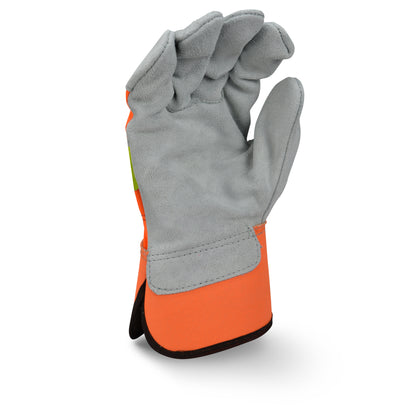Radians RWG3200HV - High Visibility Regular Shoulder Gray Split Cowhide Leather Palm Glove - additional view