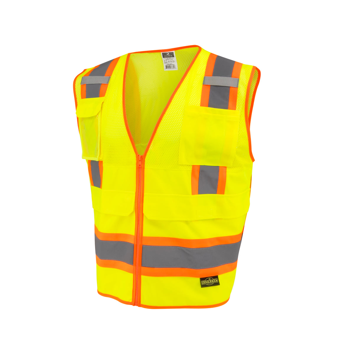 Radians SV69-2 - Two Tone Type R Class 2 Mesh/Solid Surveyor Vest with Plan/Tablet Pocket - Hi-Vis Green