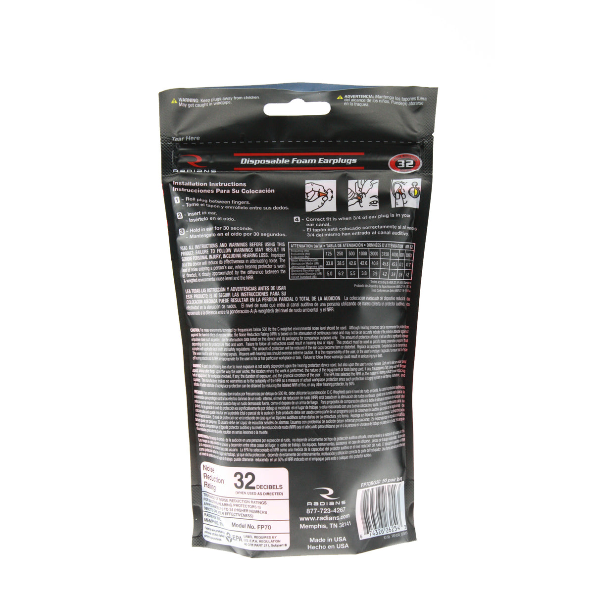 Radians FP70-BG50 - Resistor® 32 Foam Earplugs Bag - Uncorded - Aqua - 50 Pair Bag - additional view