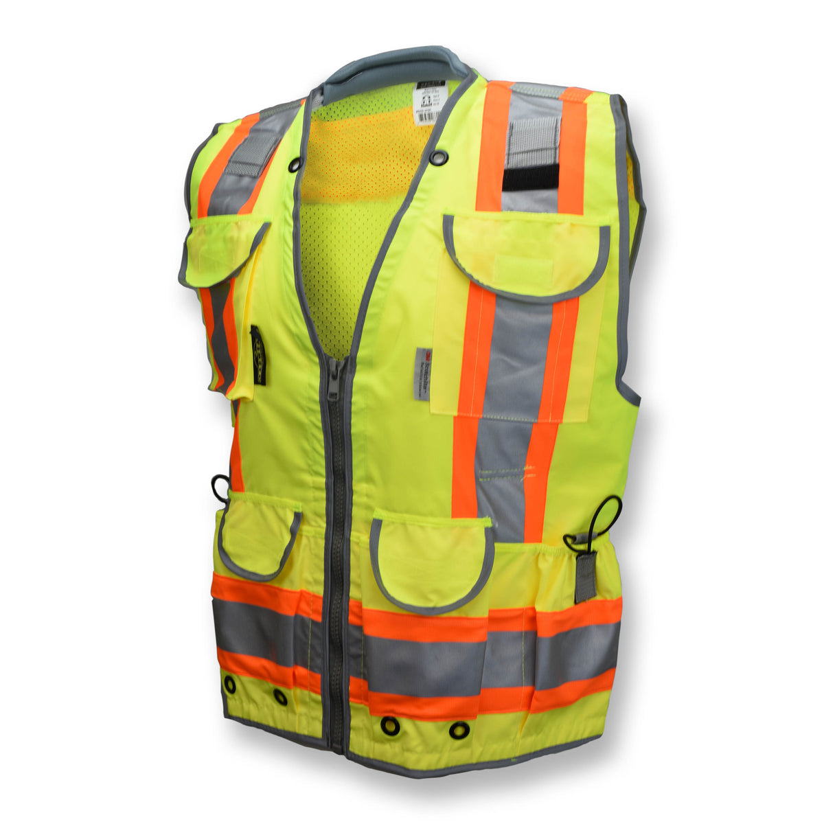 Radians SV55 - Class 2 Heavy Woven Two Tone Woven/Mesh Engineer Vest - Hi-Vis Green
