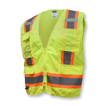 Radians SV6 - Two Tone Surveyor Type R Class 2 Solid/Mesh Safety Vest - Hi-Vis Green