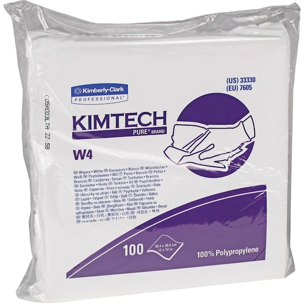 Kimtech W4 Dry Cleanroom Wipes, 12 x 12 in, 100/Pack, 5 Packs/Case - 33330