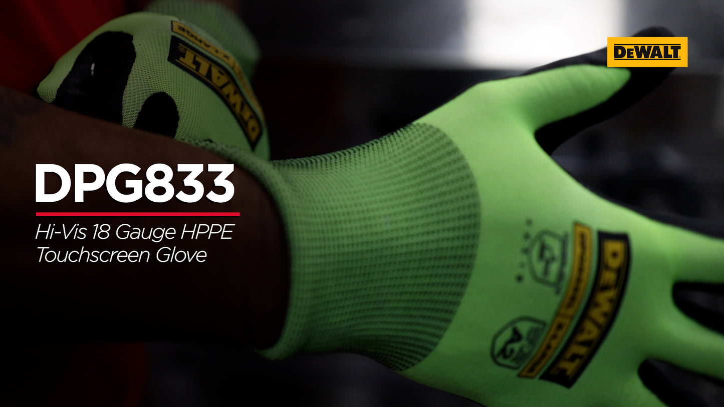 DEWALT DPG833 Hi-Vis Touchscreen Micro Foam Nitrile A2 Cut Glove