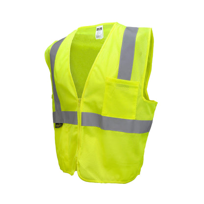 Radians SV2ZGMS Hi-Vis Green SV2Z Economy Type R Class 2 Mesh Safety Vest with Zipper
