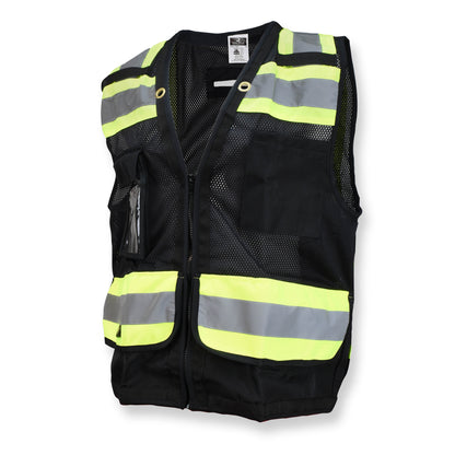 Radians SV59-1ZBM - SV59-1 Type O Class 1 Heavy Duty Surveyor Safety Vest with Zipper - Black
