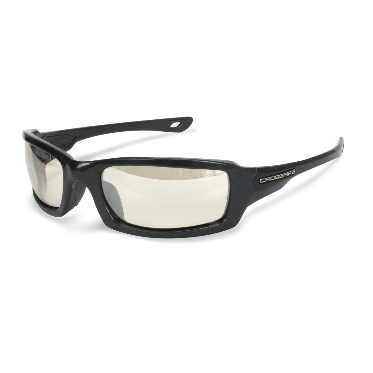 Crossfire M6A - Premium Safety Eyewear - Crystal Black Frame - Smoke Lens - Pearl Gray / I/O Mirror