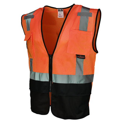 Radians SV7B - Type R Class 2 Black Bottom Surveyor Safety Vest - Hi-Vis Orange / Black